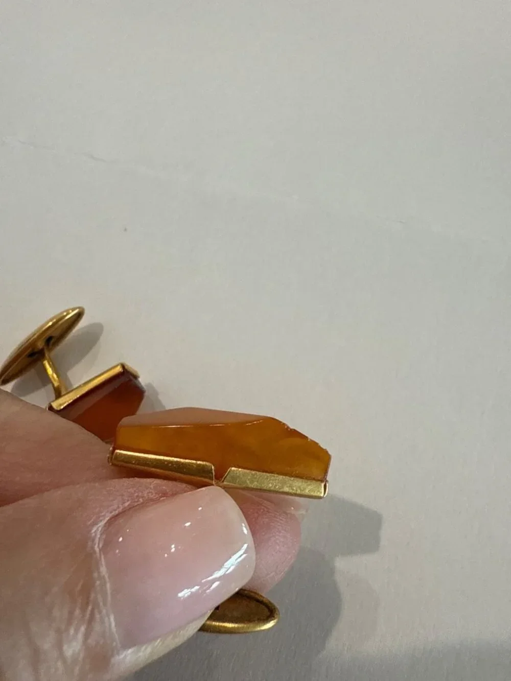 Vintage Soviet Amber Cufflinks Diamond-shaped Men's